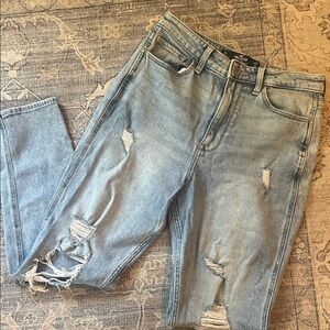 Hollister Women’s Light Blue Distressed Mom Jeans